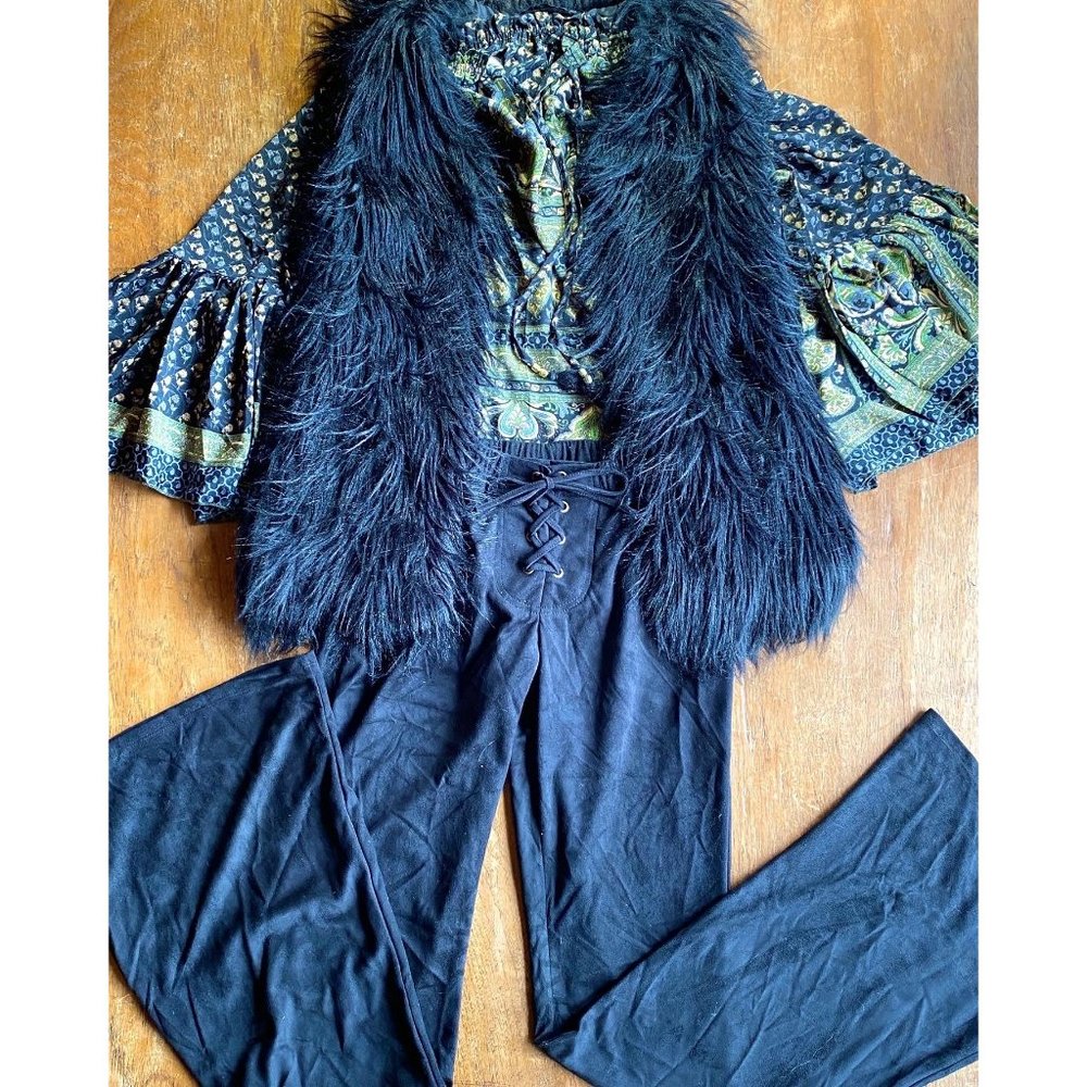 70s Faux Vest Fab in Black